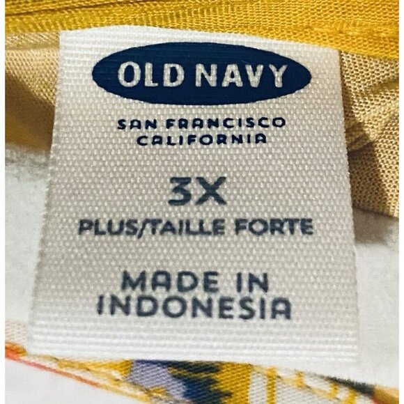 Old Navy Dress Womens 3X Mustard Yellow Floral Tie Cuff Knee Length Spring Boho - Picture 5 of 6